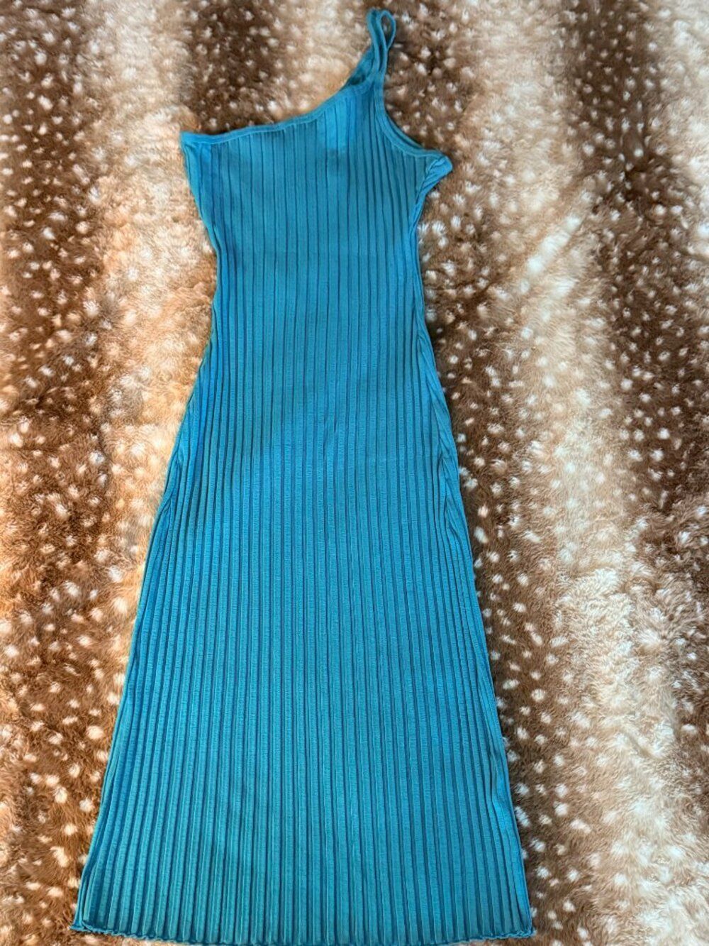 Simon Miller Oline Dress Pool Teal Ribbed One Shoulder Maxi Size S - Picture 4 of 6